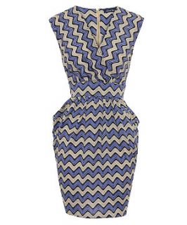 Closet Blue and Grey Zigzag Structured Sleeveless Dress