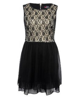 Lovedrobe Cream and Black 2 in 1 Lace Dress