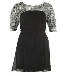 Koko Black and Silver Sequin Panel Long Sleeve Dress