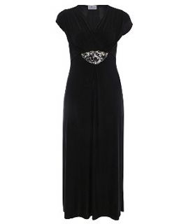 Praslin Black Embellished Waist Maxi Dress