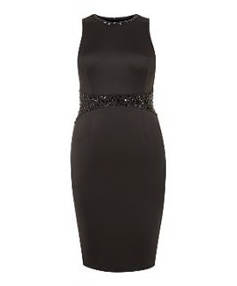 AX Curve Black Jewelled Waist Midi Dress