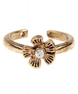 Gold Crystal Flower Toe Ring