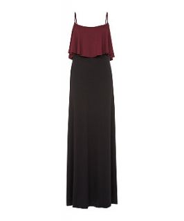 Black and Burgundy Cami Overlay Maxi Dress