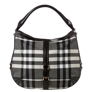 Burberry 'Grafton' Medium Charcoal Beat Check Hobo Bag Burberry Designer Handbags