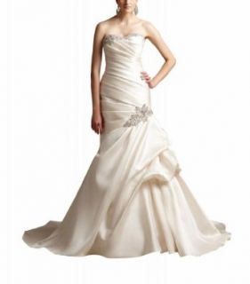 GEORGE BRIDE New Style Strapless Mermaid Ruched Beaded Satin Wedding Dress Clothing
