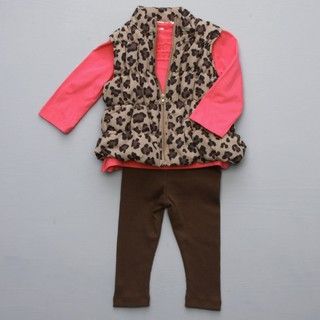 Baby Togs Infant Girl's 3 Piece Leopard Print Vest Set Baby Togs Girls' Sets