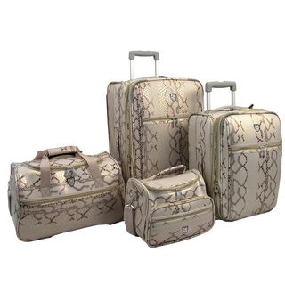 Travel Concepts Ivory Faux Snakeskin 4 piece Luggage Set Travel Concepts Four piece Sets