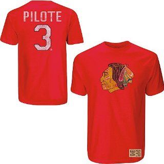 Old Time Hockey Chicago Blackhawks Pierre Pilote Alumni Player Name & Number T shirt   Chicago Blackhawks Medium Sports & Outdoors