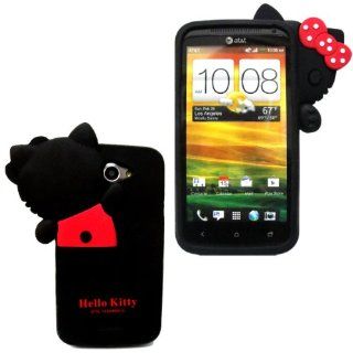 New 3D Hide Seek Hello Kitty Cute lovely Soft Case Cover for HTC One X (AT&T)   Black Cell Phones & Accessories