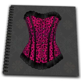 db_58699_1 Janna Salak Designs Fashion   Pink and Black Animal Print Corset   Drawing Book   Drawing Book 8 x 8 inch Arts, Crafts & Sewing