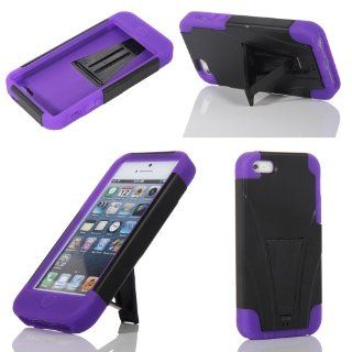 ATC Premium New Apple Iphone 5 Protective Hard Cover Case with kickstand, Purple Silica gel and Black PC   Package included Screen protector set and Stylus Pen Cell Phones & Accessories