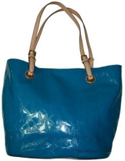 Michael Kors Purse Handbag Jet Set Item Large Signature Patent Leather Tote Turquoise Clothing