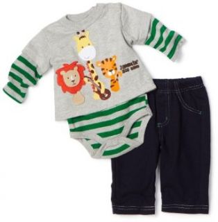 Mini Bean Baby Boys Newborn Jammin Zoo Creeper Set, Gray, 3 6 Months Clothing