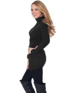 Long Sleeve Cable Knit Turtleneck Sweater Warm Winter Mini Dress Top S M L