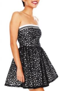 Sweet Love Ivory And Black Lace Overlay Tube Dress Size  Medium Clothing