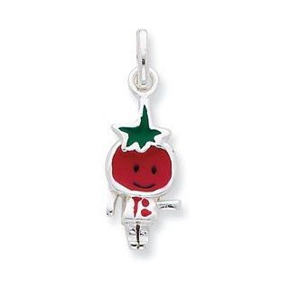 Genuine IceCarats Designer Jewelry Gift Sterling Silver Enameled Tomato Person Charm Jewelry