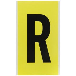Brady 3470 R Repositionable Vinyl Cloth (B 498), 6" Black on Yellow 34 Series Indoor Numbers and Letters, Legend "R" (1 Card) Industrial Warning Signs