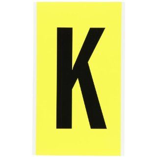 Brady 3470 K Repositionable Vinyl Cloth (B 498), 6" Black on Yellow 34 Series Indoor Numbers and Letters, Legend "K" (1 Card)