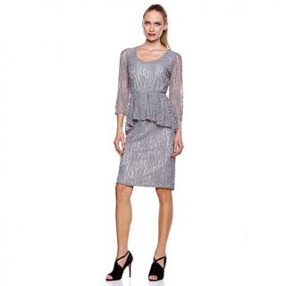 Slinky® Brand 3/4 Sleeve Lace Peplum Dress