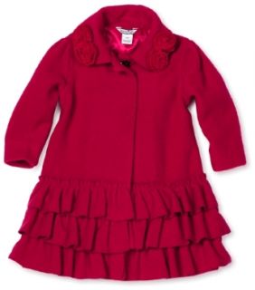 Hartstrings Baby Girls Infant Wool Ruffle Coat, Red, 18 Months Clothing