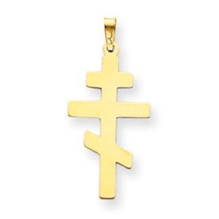 14k Yellow Gold Eastern Orthodox Cross Charm Jewelry