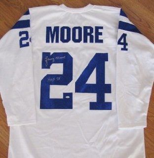 Lenny Moore Autographed White Jersey   Baltimore Colts Sports Collectibles