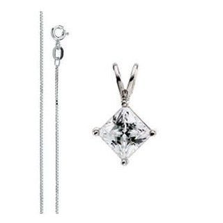 Princess Diamond Solitaire Pendant Necklace 14k ( 0.7 Ct, I Color, SI3 Clarity) CaratsDirect2U Jewelry