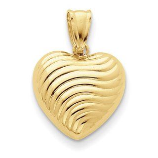 14k Yellow Gold Reversible Heart Pendant Jewelry