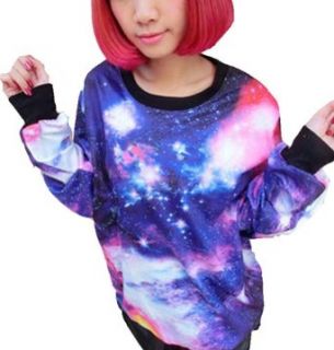 Vangood Women's Magic Star Universe Galaxy Loose Long Sleeve Sweater Clothing