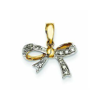 0.1 Carat 14K Gold Diamond Bow Pendant Jewelry
