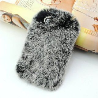 iClover� Luxury Rex Rabbit Fur Case for Iphone 4/4s (Gray) Cell Phones & Accessories