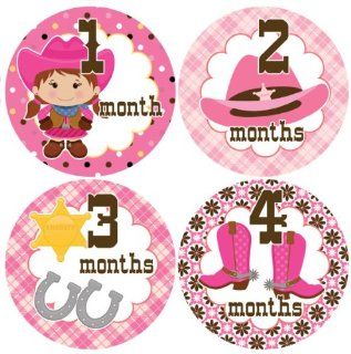 Cowgirl #138 Girl Baby Month Stickers for Bodysuit Baby