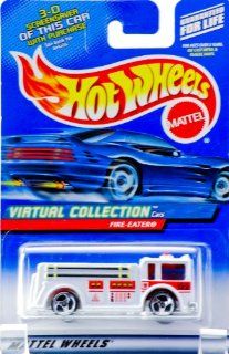 2000   Mattel   Hot Wheels   Virtual Collection   Fire Eater   White & Red Fire Truck   Custom Wheels   Collector #145   New   Out of Production   Rare   Limited Edition   Collectible 