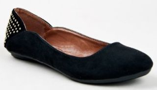 Qupid SAVANA 156 Basic Studded Heel Slip On Ballet Flat Shoe Shoes