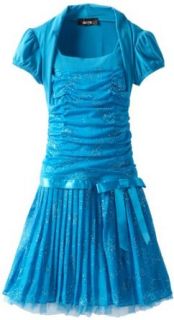 Amy Byer Girls 7 16 Pleated Glitter Dress, Blue, 7 Clothing