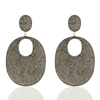 14kt Yellow Gold Diamond Pave Party Dangle Earrings Silver Wedding Jewelry Jewelry