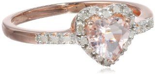 Rose Gold Plated Sterling Silver, Morganite, and Diamond Ring (1/10 cttw, G H Color, I2 I3 Clarity) Jewelry