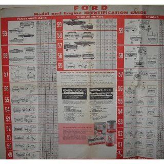 Original 1948 1959 Ford Model and Engine Identification Guide For Cars, Thunderbirds & Trucks   Promotional Service Chart No. 182 