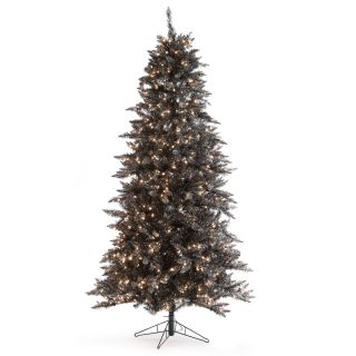 7.5 ft. Layered Black and Silver Frasier Fir Prelit Christmas Tree   Christmas Trees