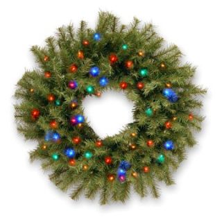 24 in. Norwood Fir Pre Lit LED Christmas Wreath   Battery Operated   Christmas Wreaths