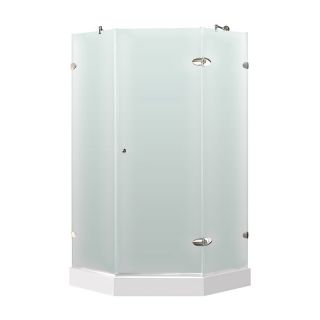 Vigo VG606140WS 40.25W x 76.75H in. Frosted Glass Shower Enclosure with Base   Bathtub and Shower Doors