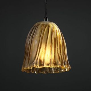 Justice Design Group GLA 8815   Pendants 1 Light Mini Pendant   Tulip with Rippled Rim Shade   Dark Bronze with Amber Glass   Pendant Lighting