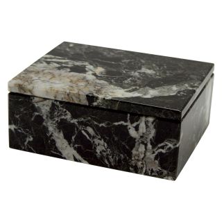 Asteria Keepsake Box   Black Zebra Marble   5W x 2H in.   Trinket Boxes