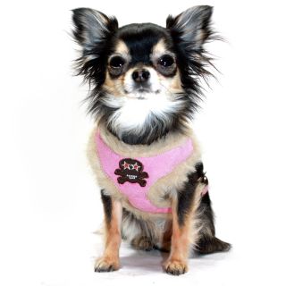 Hip Doggie Pink Fur Skull Harness Vest   Dog Harnesses