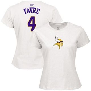 Reebok Minnesota Vikings #4 Brett Favre Ladies White Player T shirt