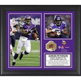 Adrian Peterson Minnesota Vikings 10,000 Rushing Yards Club Framed 15 x 17 Collage with Game Used Ball   Limited Edition of 500