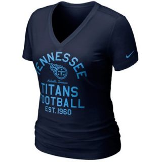 Nike Tennessee Titans Womens Team Established V Neck T Shirt   Navy Blue