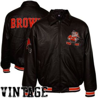 Cleveland Browns Fashion Faux Leather Jacket   Brown