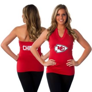All Sport Couture Kansas City Chiefs Womens Blown Cover Halter Top   Red