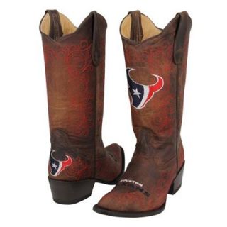 Houston Texans Womens Embroidered Cowboy Boots   Brown
